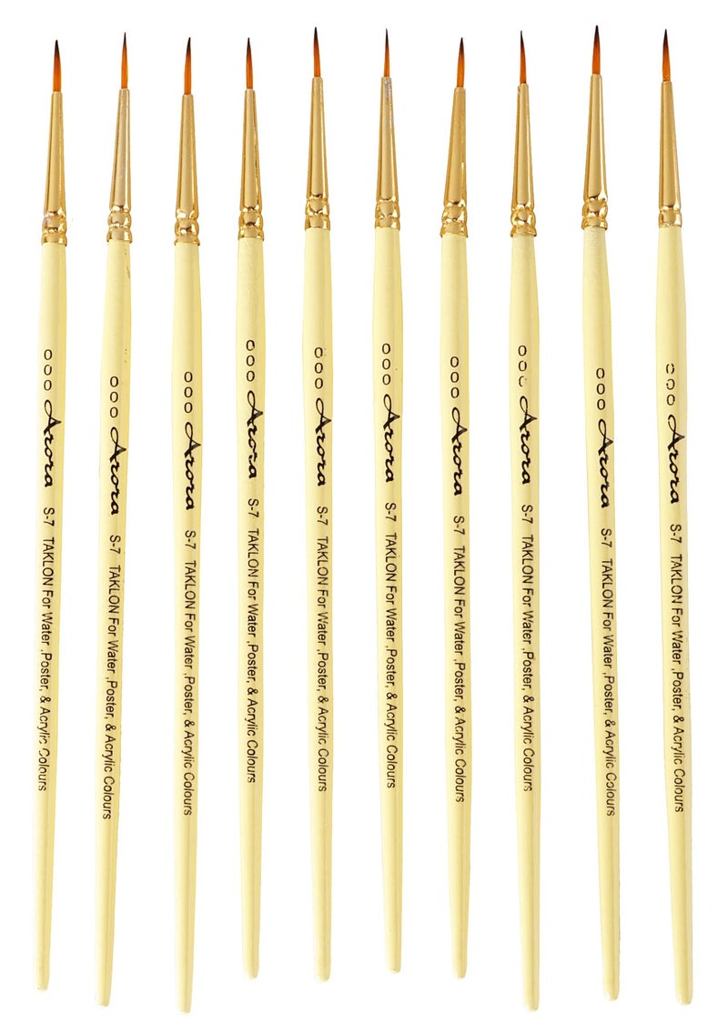 Arora Detail and Script Liner Round Paintbrush of 000 Number Fine Set of 10 for Watercolor, Acrylic and Intricate Painting Yellow, Wood - Image 5