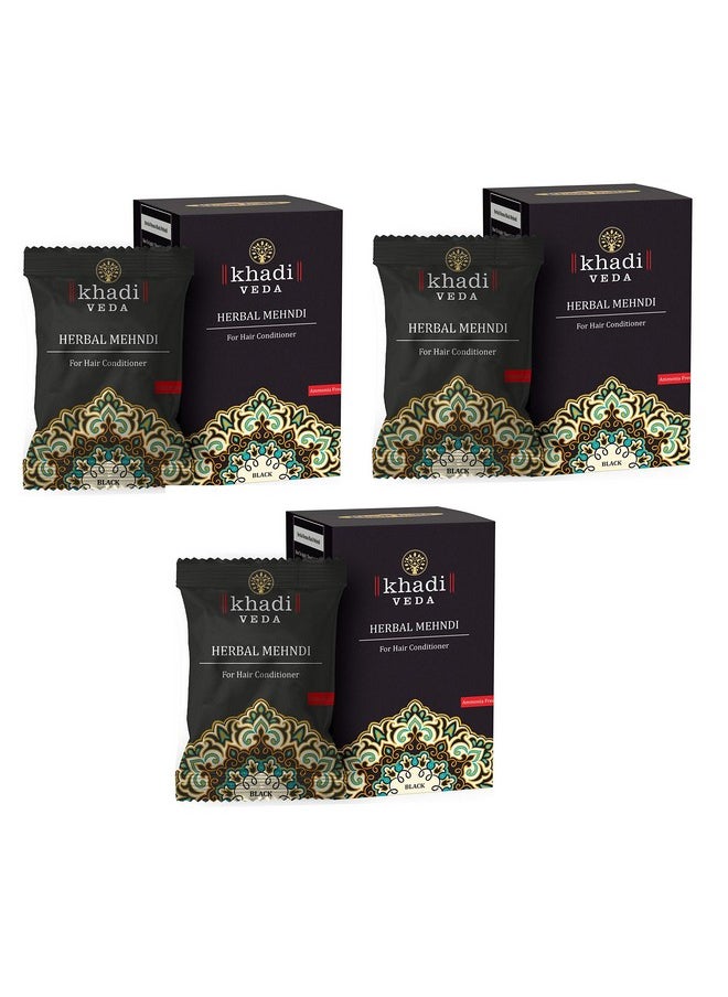 khadi veda - Herbal Mehndi Henna Powder 100Gm Each (Pack Of 3)(Black) - Image 1