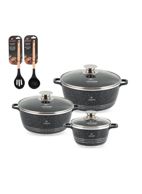 Cookware Set 8 pieces - Pots set Induction Bottom, Granite Non Stick Coating 100% PFOA FREE, Die Cast Cooking Set include Casseroles And Kitchen Utensils