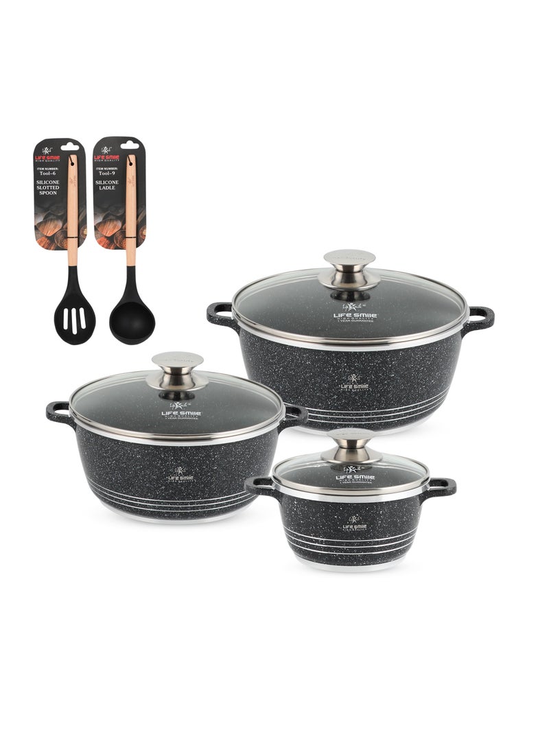 Cookware Set 8 pieces - Pots set Induction Bottom, Granite Non Stick Coating 100% PFOA FREE, Die Cast Cooking Set include Casseroles And Kitchen Utensils