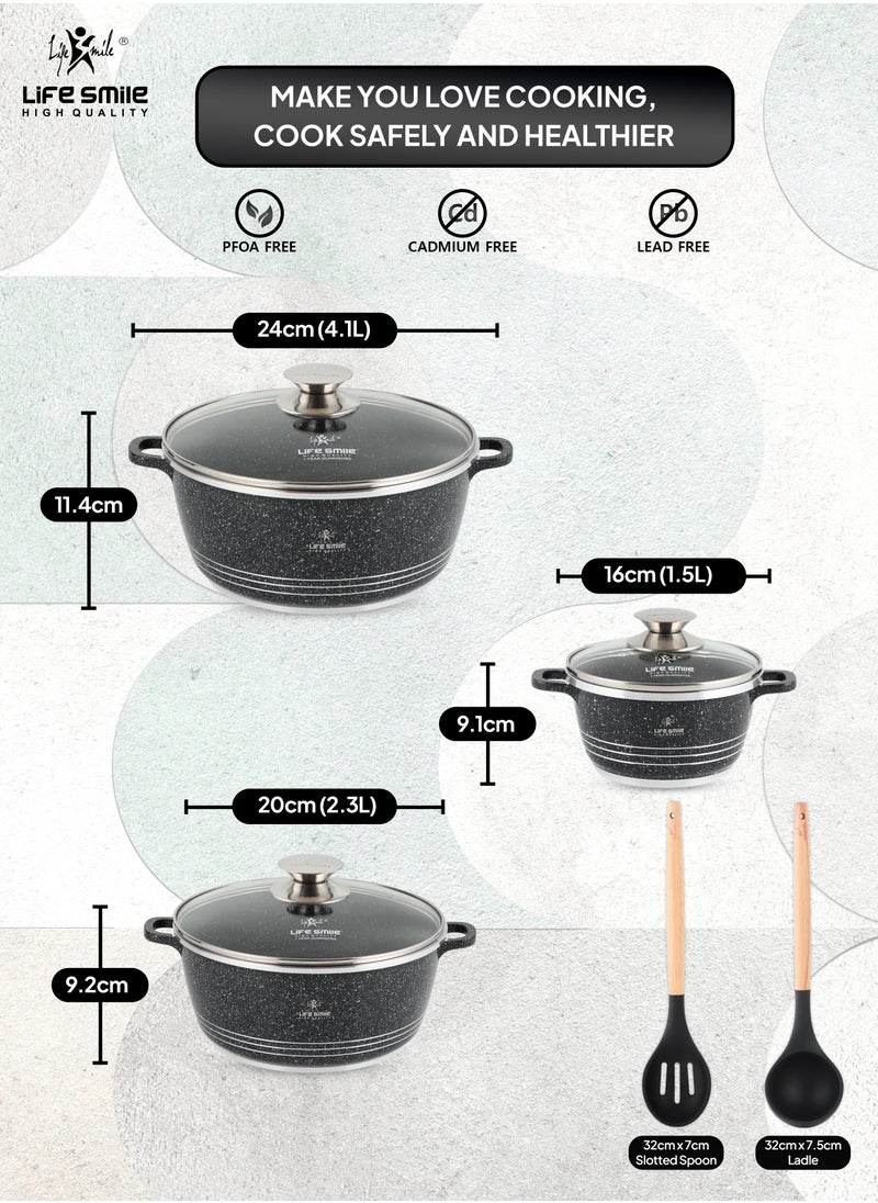Cookware Set 8 pieces - Pots set Induction Bottom, Granite Non Stick Coating 100% PFOA FREE, Die Cast Cooking Set include Casseroles And Kitchen Utensils
