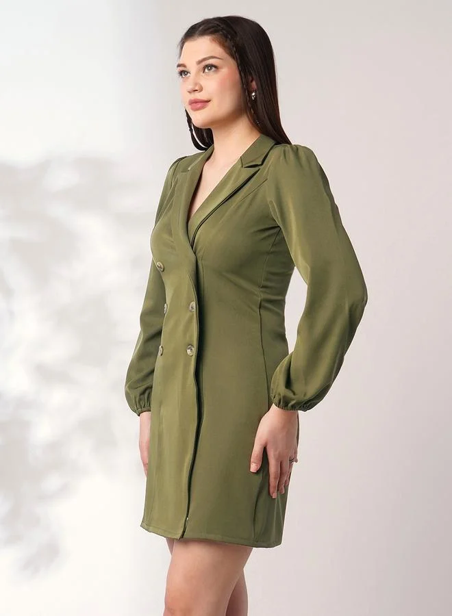 جلو باص فستان بليزر ميني بأكمام طويلة