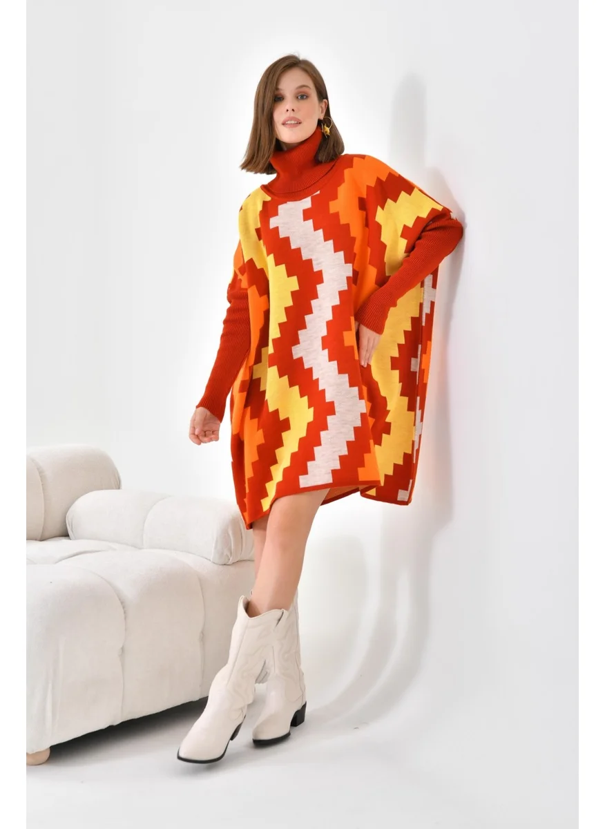جارمي Women's Zigzag Pattern Poncho Tile