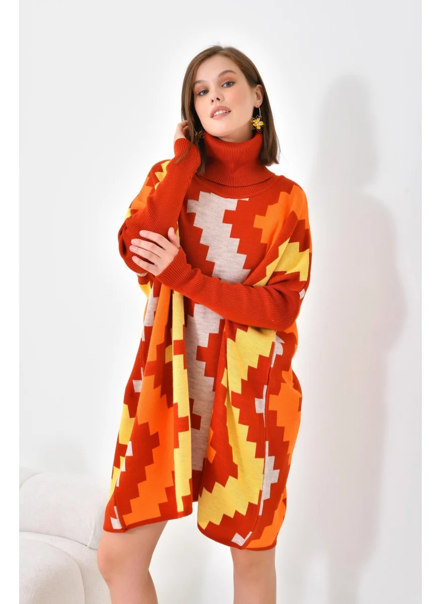 جارمي Women's Zigzag Pattern Poncho Tile