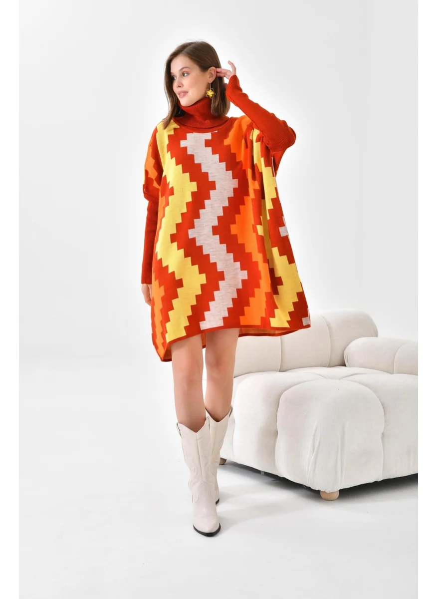 جارمي Women's Zigzag Pattern Poncho Tile