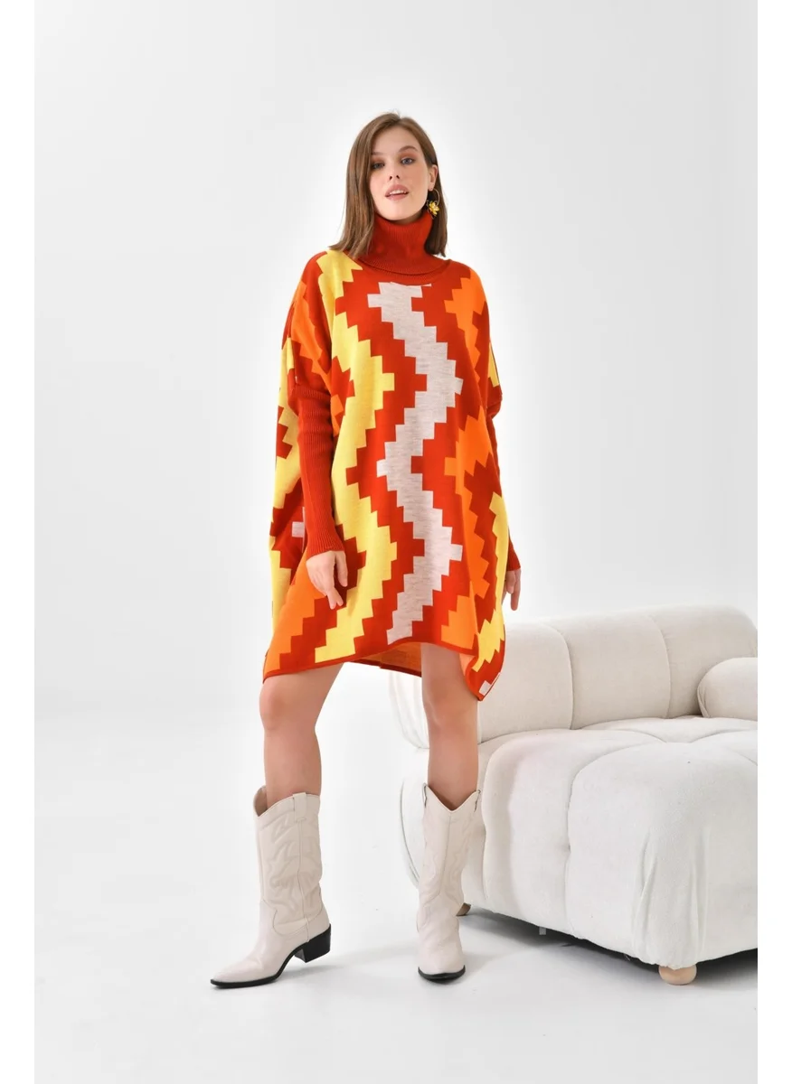 جارمي Women's Zigzag Pattern Poncho Tile