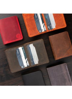 Vagave Genuine Leather Wallet Handmade Crazy Leather Men's Wallet Card Holder Khaki Green  - Image 2