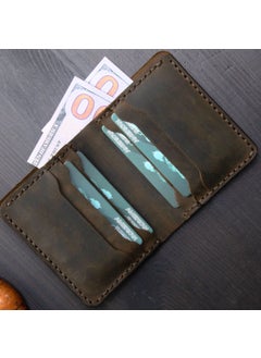 Vagave Genuine Leather Wallet Handmade Crazy Leather Men's Wallet Card Holder Khaki Green  - Image 4