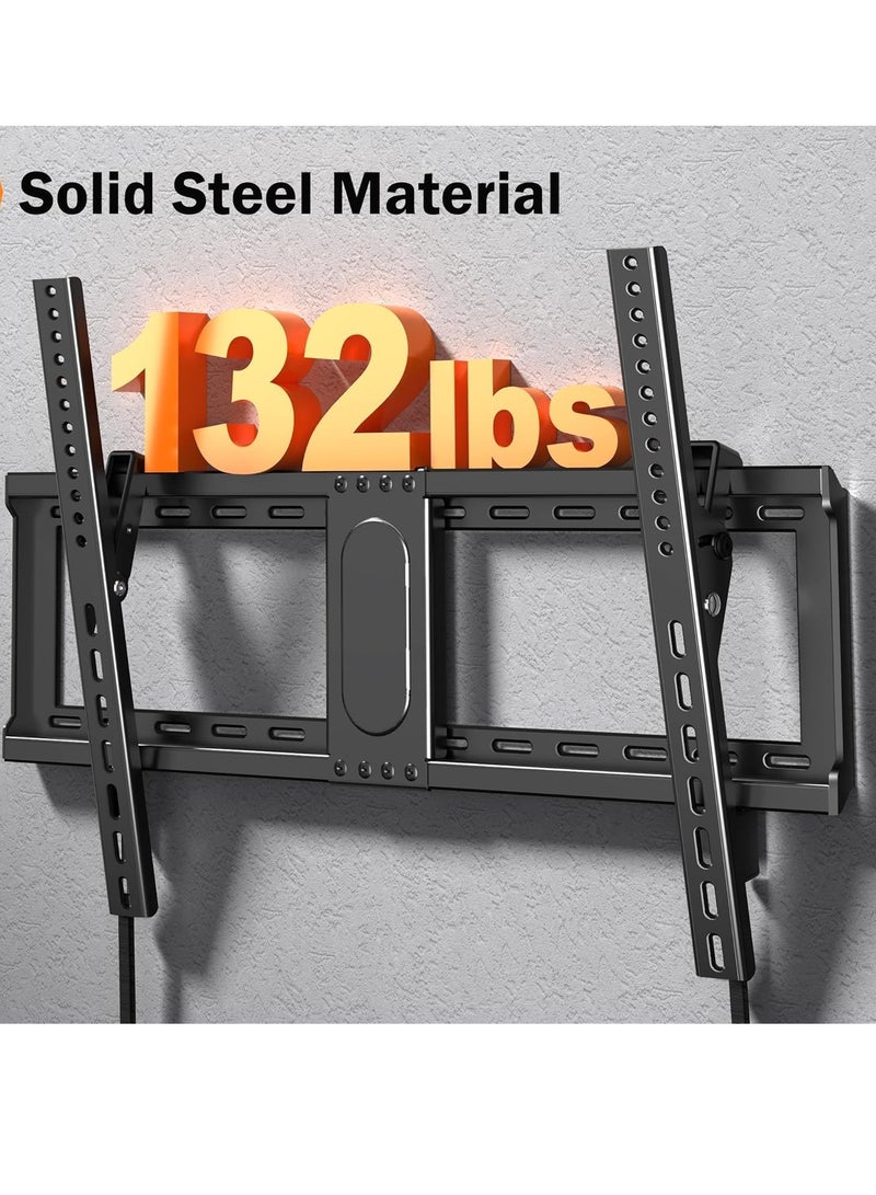 ELTRAZONE TV Wall Mount Bracket for 37-82 Inch Flat & Curved Screen TVs – Universal Tilting Mount with Heavy-Duty Steel Frame – VESA Compatibility up to 600x400mm – 60kg Load Capacity – Space-Saving TV Wall Hanger for Home, Office & Hotel Use - Image 2