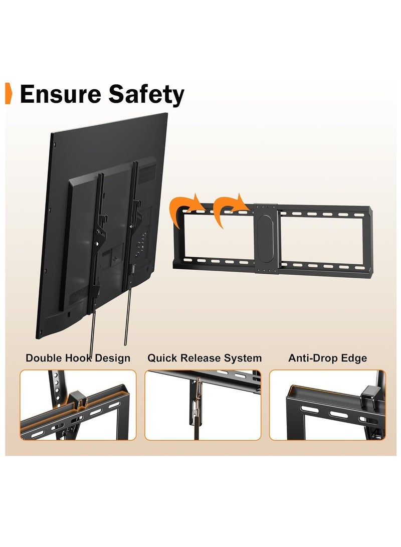 ELTRAZONE TV Wall Mount Bracket for 37-82 Inch Flat & Curved Screen TVs – Universal Tilting Mount with Heavy-Duty Steel Frame – VESA Compatibility up to 600x400mm – 60kg Load Capacity – Space-Saving TV Wall Hanger for Home, Office & Hotel Use - Image 4