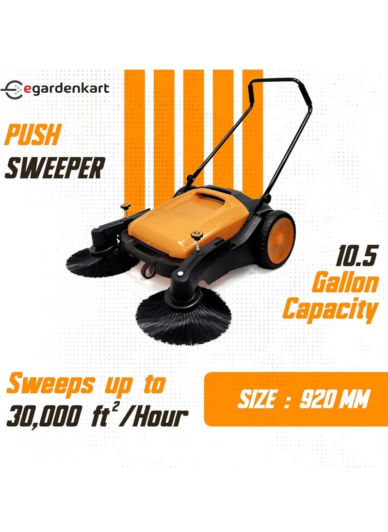 Egardenkart Egardenkart, Walk-Behind Outdoor Hand Push Sweeper - 10.5 Gallon Capacity, 31" Sweeping width, Sweeps up to 30,000 ft²/Hour,  - Image 2