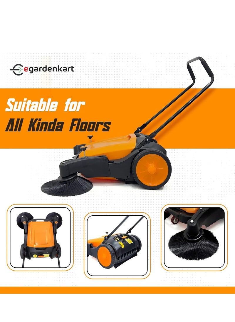 Egardenkart Egardenkart, Walk-Behind Outdoor Hand Push Sweeper - 10.5 Gallon Capacity, 31" Sweeping width, Sweeps up to 30,000 ft²/Hour,  - Image 4