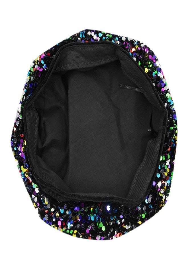Caviotess Sparkly Sequin Beret for Women Glitter Velvet Beanie French Beret Hats Adjustable Painter Cap Fall Winter Hat - Image 5