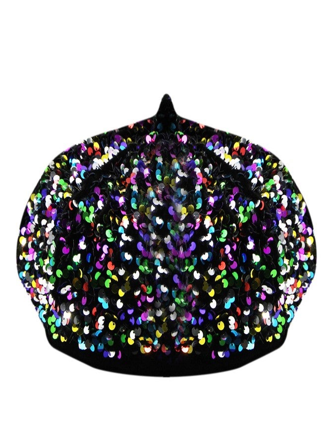 Caviotess Sparkly Sequin Beret for Women Glitter Velvet Beanie French Beret Hats Adjustable Painter Cap Fall Winter Hat - Image 4