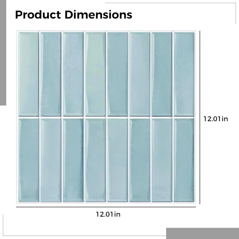 Generic Backsplash Tiles, Frosted Finish, Mint Green, 10 Pack Peel and Stick Tiles, Decoration Tiles for Kitchen and Bathroom, Self Adhesive Wall Panels - Image 2