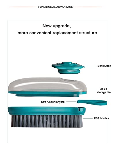 PERMAFROST Multifunction Hard Bristle Cloth Brush for Laundry | 2 in 1 Kitchen Dish,Bowl,Pot,Cutlery,Bathroom Tiles Cleaning Brush/Scrubber/Spong with Refillable Liquid Soap Dispenser [Pack of 1] - Image 3