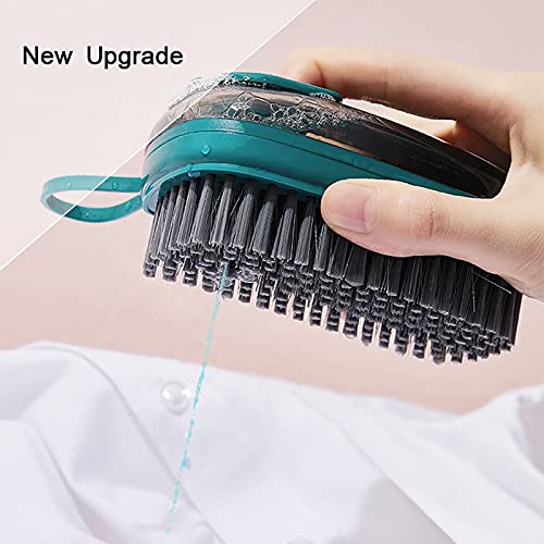 PERMAFROST Multifunction Hard Bristle Cloth Brush for Laundry | 2 in 1 Kitchen Dish,Bowl,Pot,Cutlery,Bathroom Tiles Cleaning Brush/Scrubber/Spong with Refillable Liquid Soap Dispenser [Pack of 1] - Image 5
