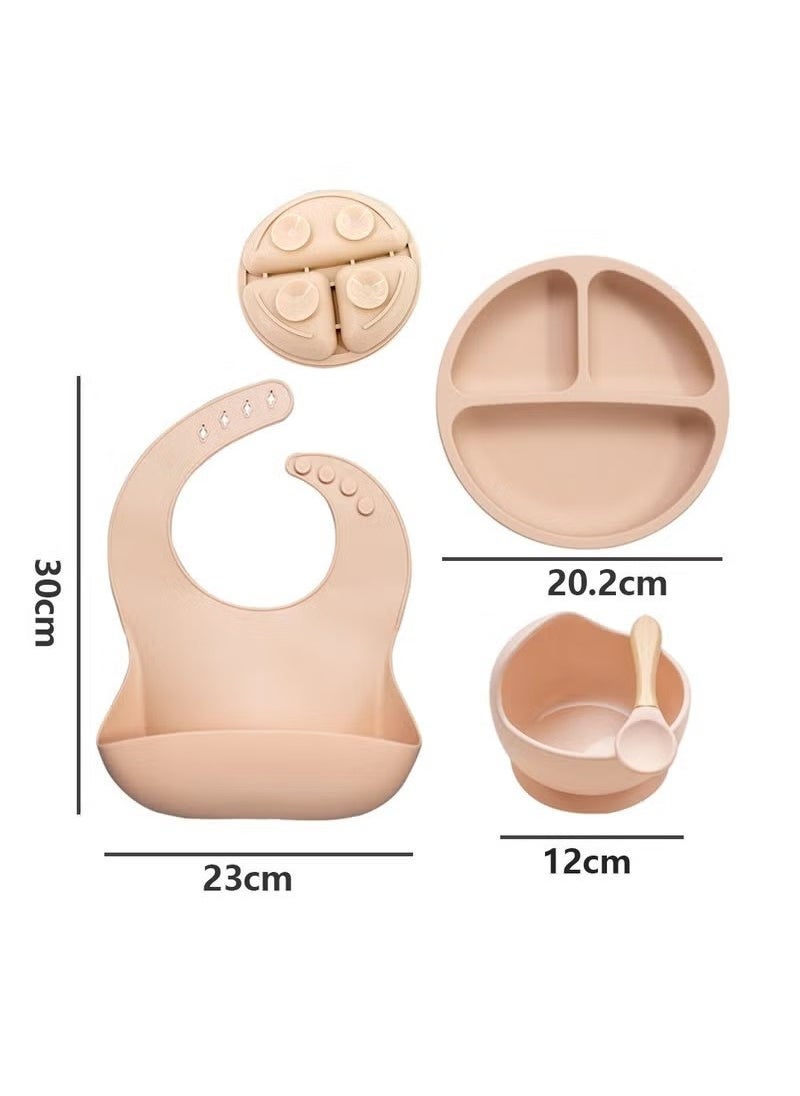 Gonice Baby Feeding Set,Baby Weaning Set,Baby Tableware Set, Suction Bowl,Divided Plate,Spoon and Fork,adjustable bib Food Grade Silicone Material  - Image 2