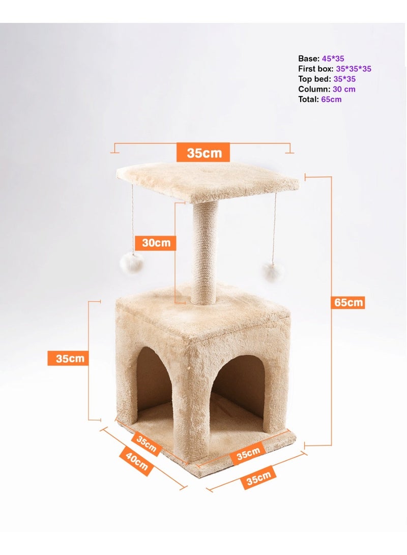 بيت وبرج لعب وخدش للقطط مع صندوق ارتفاع 65 سم - Image 2