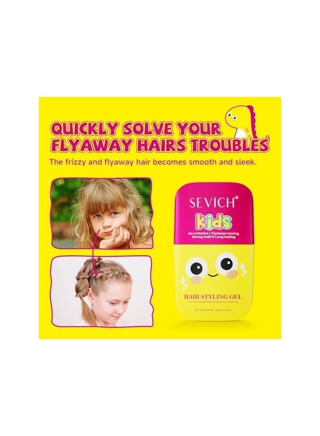 Sevich Kids Hair Gel for Girls & Boys (Pack of 2) - Hair Finishing Stick Styling Gel for Kids, Plant-Based Formula with Comb Design, Frizz Control & Easy Wash (Cartoon Bottle) 80ml - Image 4