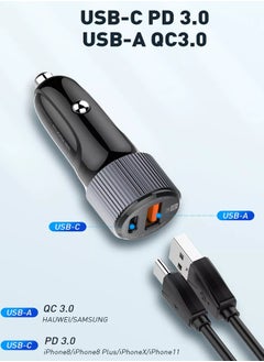 LDNIO شاحن سيارة USB C، محول PowerDrive PD+2 بقدرة 36 وات مع منفذ PD بقدرة 20 وات لأجهزة iPad وiPhone 12/12 Pro ومنفذ شحن سريع بقدرة 15 وات لأجهزة سامسونج S10/S9/S8 أسود  - Image 3