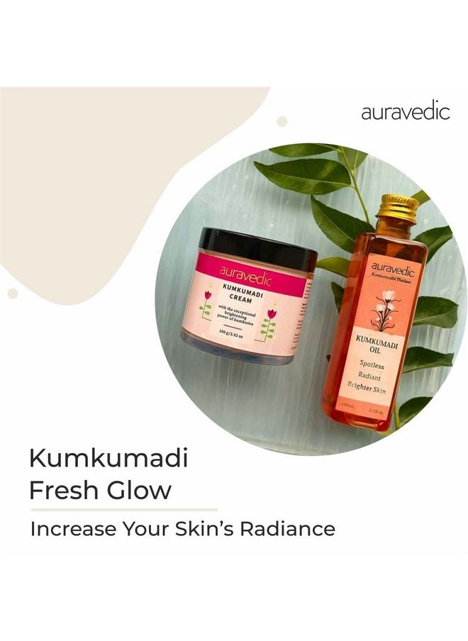 Auravedic - Kumkumadi Tailam Kumkumadi Face Cream For Glowing Skin Kumkumadi Oil Kumkumadi Cream For Women Men Combo 100Gm & 100Ml - Image 1