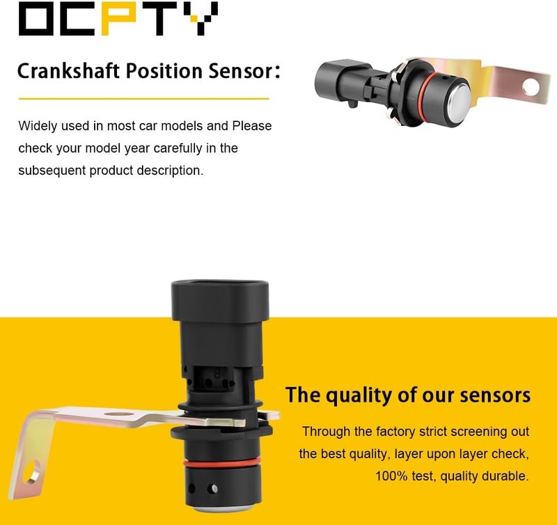 OCPTY Crankshaft Position Sensor - 12596851, PC123, SU1207, 5S1695 - Fits 2002-2006 Silverado 1500, 1996-2004 Astro, 1995-2005 Blazer, 1996-2004 C3500, 1996-2000 Express 1500 - Image 2