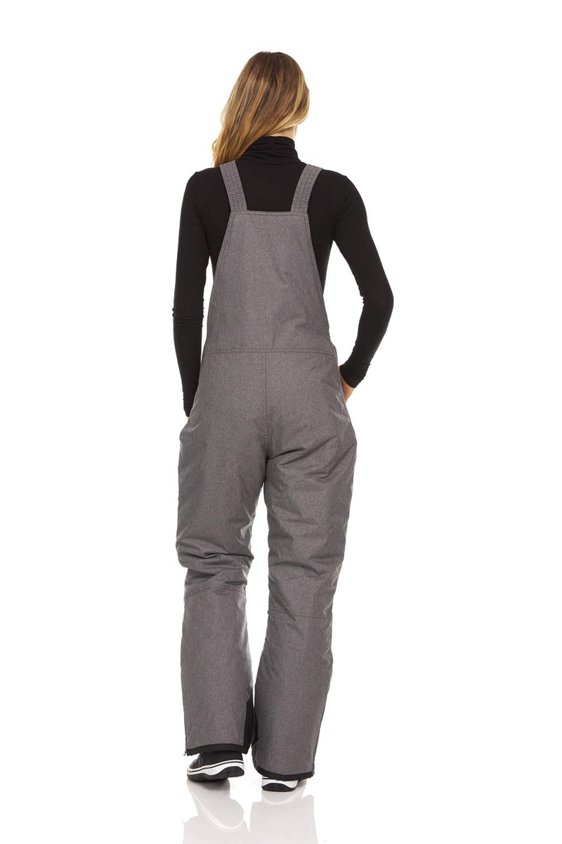 Arctic Quest Womens Ski Snow Bibs Pants Insulated Water Resistant Overalls Snowboarding Winter Waterproof Pants Women, Grey Heather, Medium - Image 3