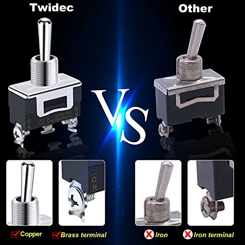 Twidec/3Pcs Heavy Duty Rocker Momentary Toggle Switch 16A 250V AC SPDT 3 Position 3 Pin (ON)-Off-(ON) Switch with Metal Bat Waterproof Boot Cap Cover Ten-123-B123 - Image 5