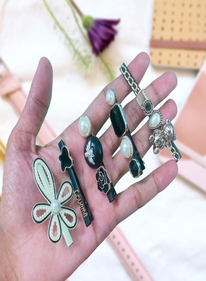JPV 14 PCS Korean Fashion Style Pearl Rhinestone Metal Hair Clips Hair Pin Stylish Hair Accessories Jewellery For Women's And Girls, Multicolor-2 - Image 4