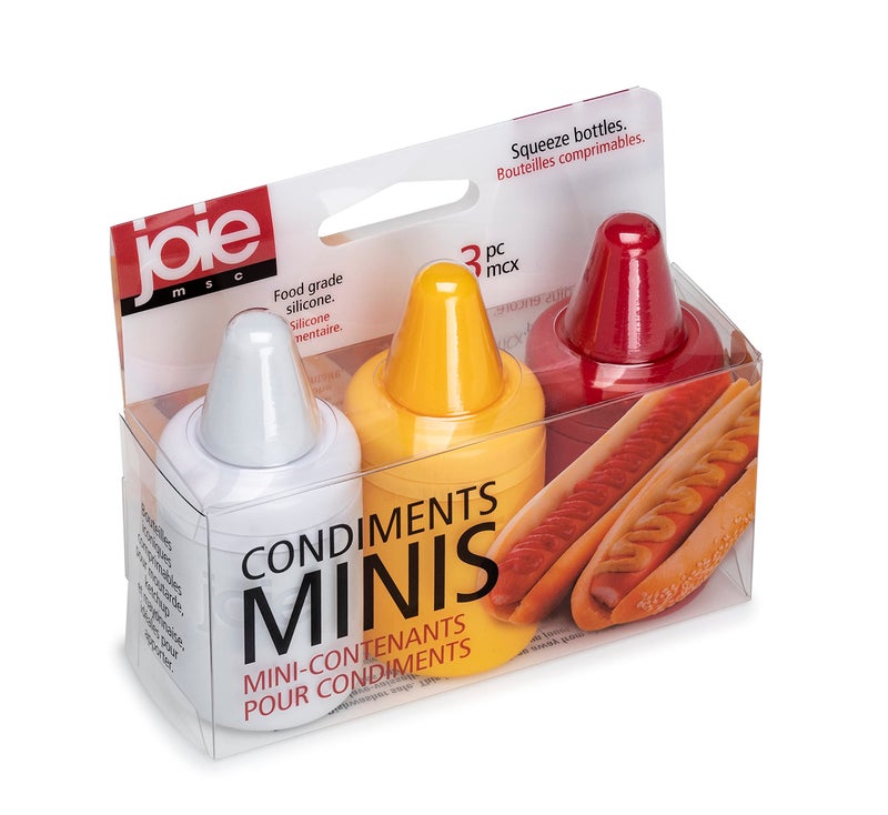 Joie Condiment Mini Squeeze Bottles with Nozzle Caps, Non-Stick Silicone, Set of 3 - Image 1