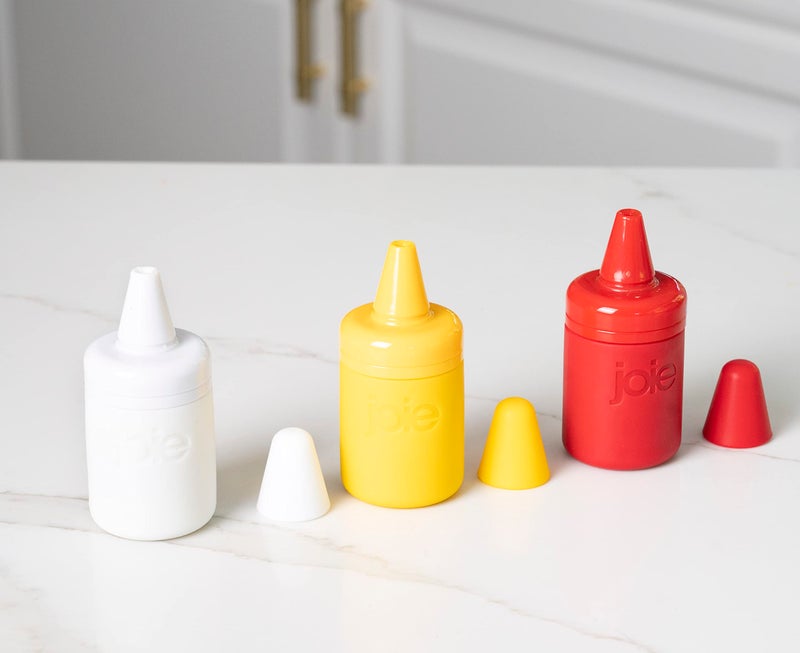 Joie Condiment Mini Squeeze Bottles with Nozzle Caps, Non-Stick Silicone, Set of 3 - Image 3