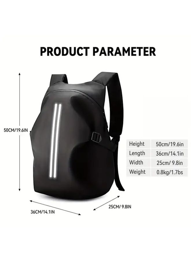 Black Reflective Motorcycle Helmet Backpack Durable PVC Soft Shell Multiple Pockets Outdoor Sports Cycling Hiking - Image 3