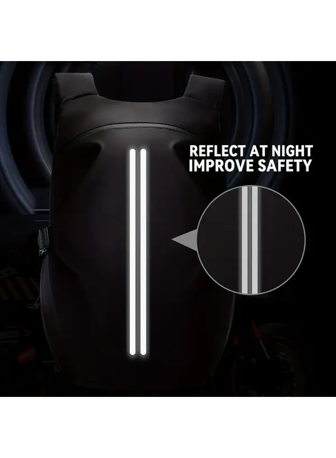 Black Reflective Motorcycle Helmet Backpack Durable PVC Soft Shell Multiple Pockets Outdoor Sports Cycling Hiking - Image 4