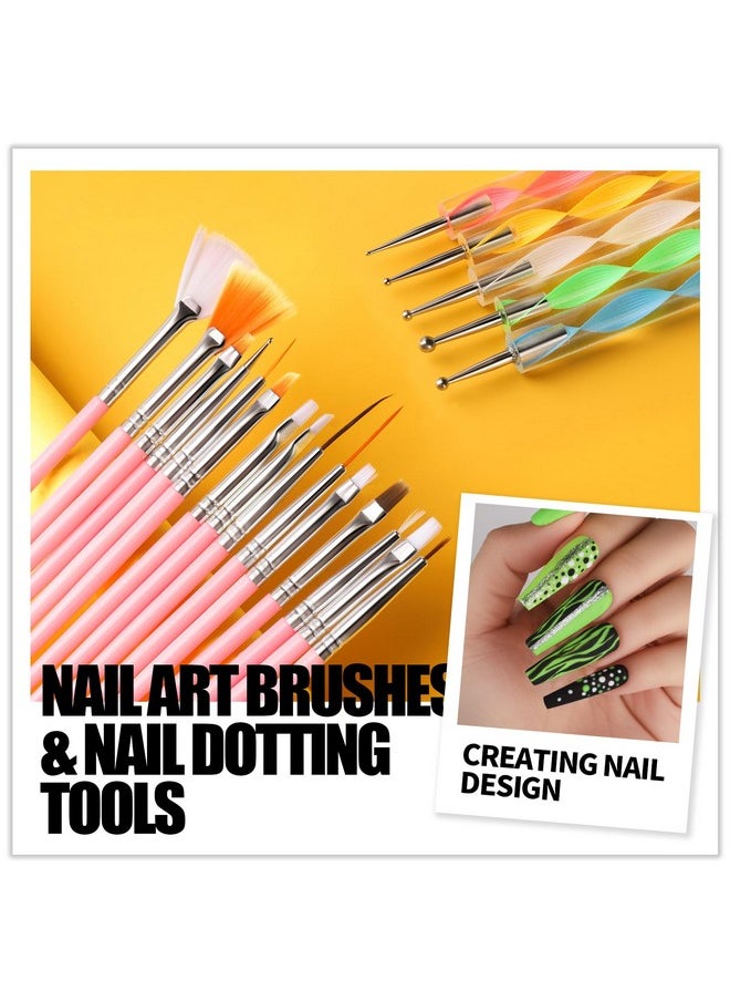Teenitor - Teenitor Nail Art Brushes Nail Art Tools, Nail Brushes for Nail Art Kit with Nail Stickers, Nail Design Kit Nail Design Brushes Nail Gems, Dotting Tools Nail Art Stickers Nail Glitter Nail Accessories - Image 1