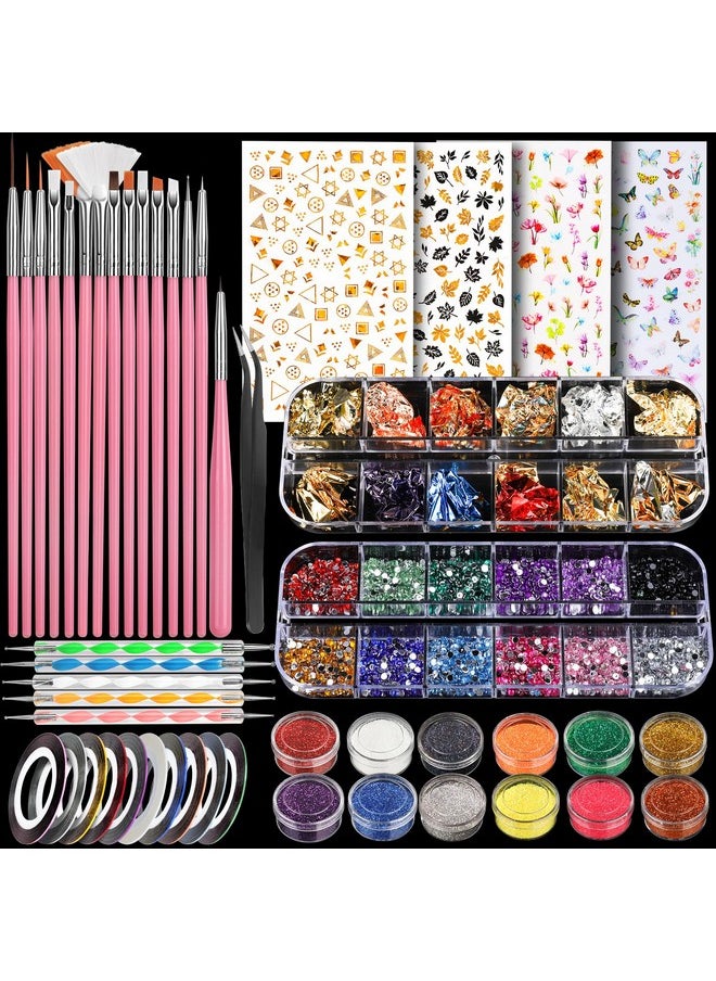 Teenitor - Teenitor Nail Art Brushes Nail Art Tools, Nail Brushes for Nail Art Kit with Nail Stickers, Nail Design Kit Nail Design Brushes Nail Gems, Dotting Tools Nail Art Stickers Nail Glitter Nail Accessories - Image 1