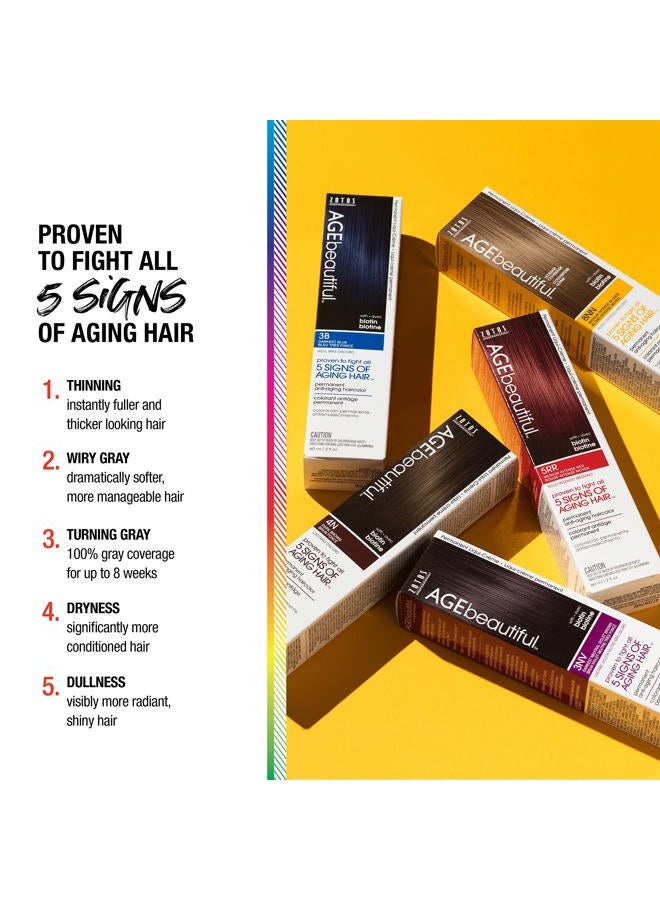 AGE beautiful Permanent Hair Color Dye Liqui Creme | 100% Gray Coverage | Anti-Aging Haircolor | Biotin for Thicker, Fuller Hair | Professional Salon Coloring | 8N Medium Blonde - Image 4