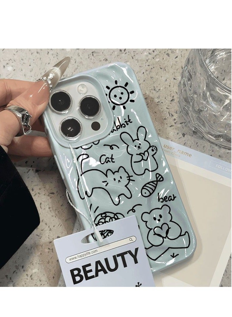 NIBEMINENT Line Animals Protective TPU Case Cover For IPhone 14 Pro Max, Blue