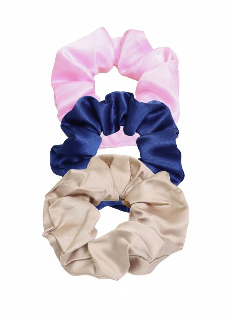 3 Pcs Hair Scrunchies Ponytail Holder Satin Elastic Soft Hair Ties Scrunchy Hair Bands for Girls and Ladies Hair Accessories - Image 4