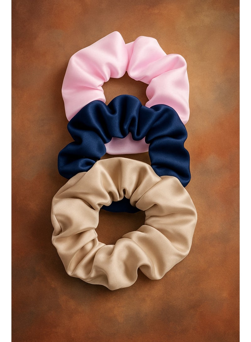 3 Pcs Hair Scrunchies Ponytail Holder Satin Elastic Soft Hair Ties Scrunchy Hair Bands for Girls and Ladies Hair Accessories - Image 5