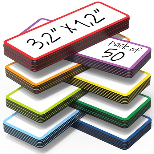 JUZARI 50 Pack Dry Erase Magnetic Labels 3.2x1.2 in - Magnetic Name Tags for Classroom Lockers School Bus - Classroom Magnets for Names - Magnet Labels for Whiteboard - Magnet Names Plates for Classrooms - Image 1