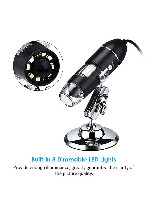 Generic - 3 In 1 USB & MICRO USB &Type-C Digital Microscope 1600X Magnification Camera 8 LEDs with Stand - Image 1