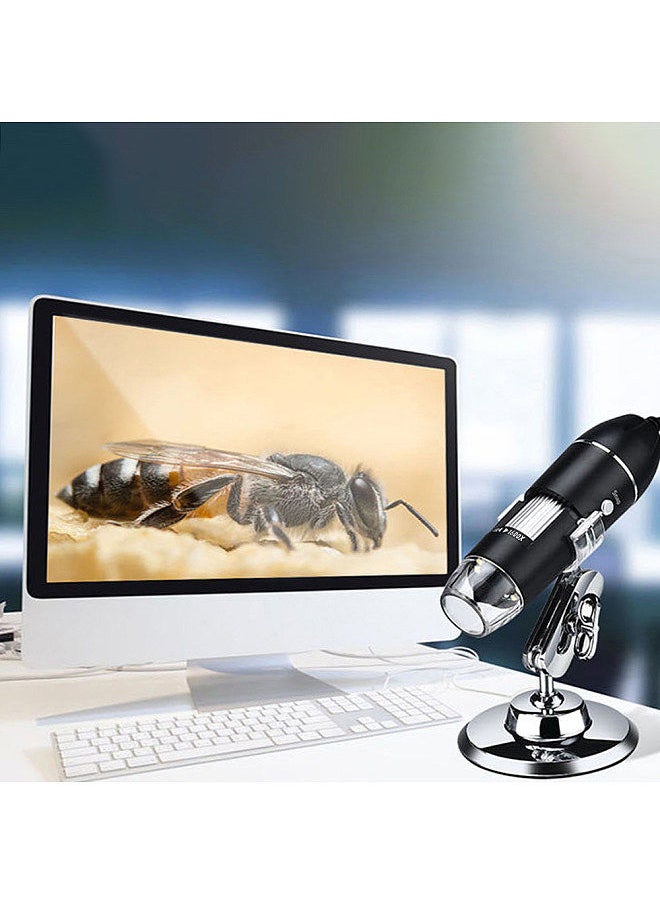 Generic - 3 In 1 USB & MICRO USB &Type-C Digital Microscope 1600X Magnification Camera 8 LEDs with Stand - Image 1