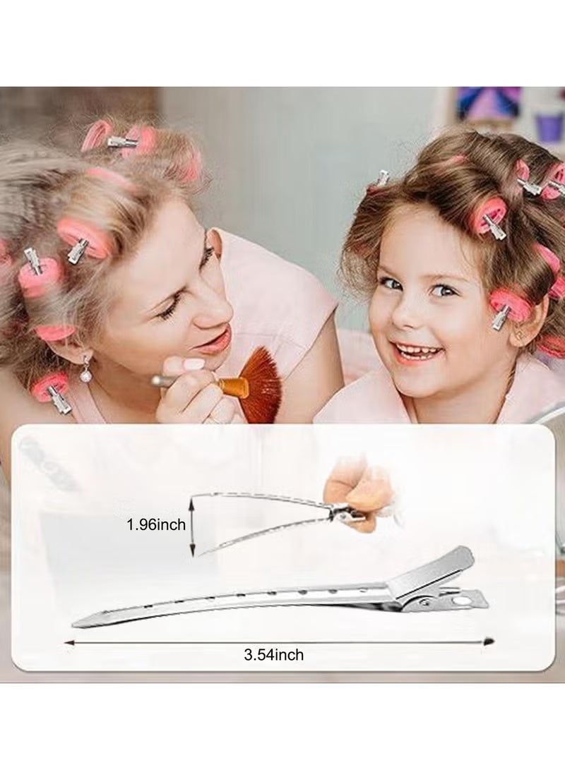 30 قطعة من مشابك منقار البط، مشبك تجعيد معدني، مشابك تجعيد معدنية مقاومة للصدأ بطول 3.5 بوصة مع فتحات لتصفيف الشعر، الصالون، فيونكات DIY (فضية) - Image 5