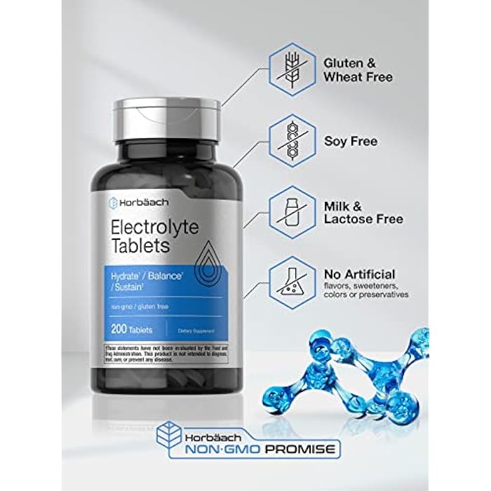 Horbäach Electrolyte Tablets | 200 Count | Vegetarian | Keto-Friendly | Non-GMO, and Gluten Free Hydration Supplement - Image 4