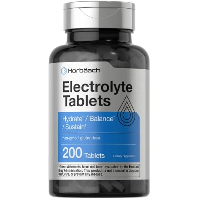 Horbäach Electrolyte Tablets | 200 Count | Vegetarian | Keto-Friendly | Non-GMO, and Gluten Free Hydration Supplement - Image 1