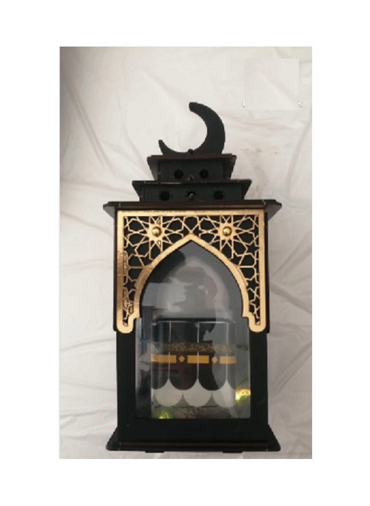 A box for loving each other for home decor for Ramadan + 5 pieces (wooden Kaaba lantern + Dome of the Rock incense burner + LED branch for Ramadan decorations - 8 meters - with lighting in multiple colors, + 2 branches for Ramadan decorations for hanging made of Khayameya fabric, 5 meters)