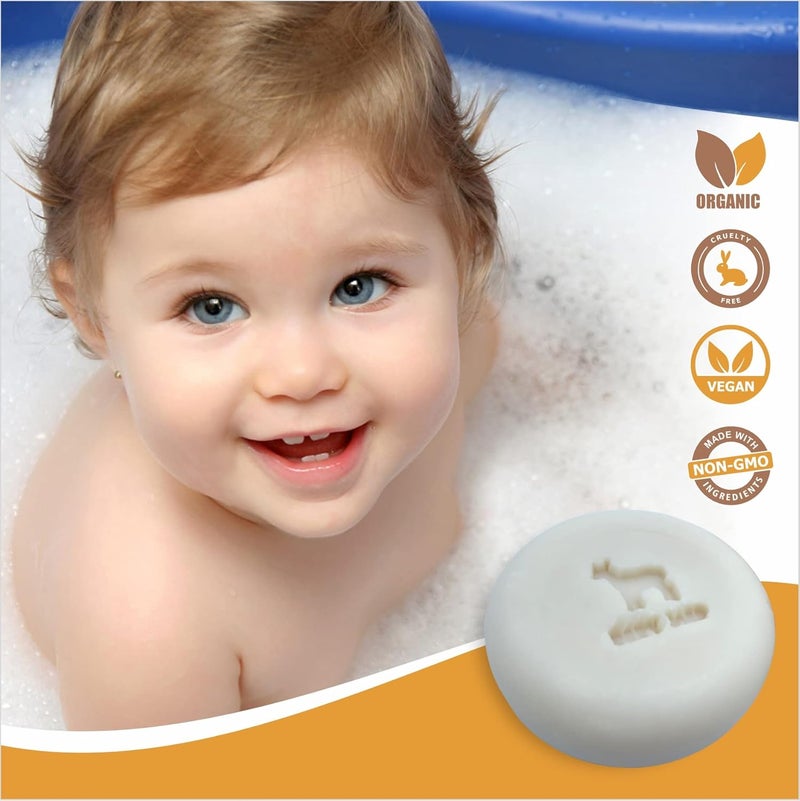 Relaxcation صابون أطفال مصنوع في الولايات المتحدة الأمريكية مع حليب الماعز والعسل معالجة باردة طبيعية من مكونات عضوية لطيف لبشرة حديثي الولادة هدية للأطفال والرضع والكبار مصنوع يدويًا في الولايات المتحدة الأمريكية - Image 4