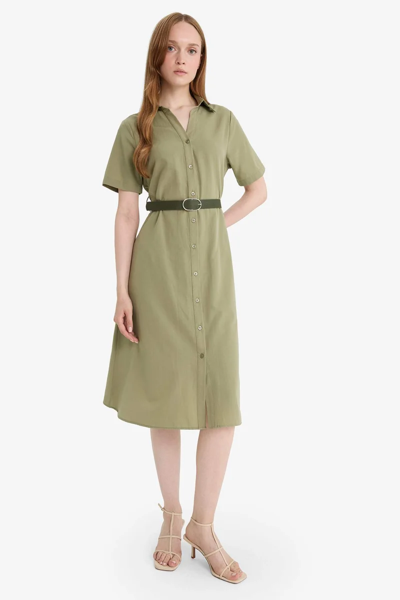 ديفاكتو Shirt Collar Poplin Dress