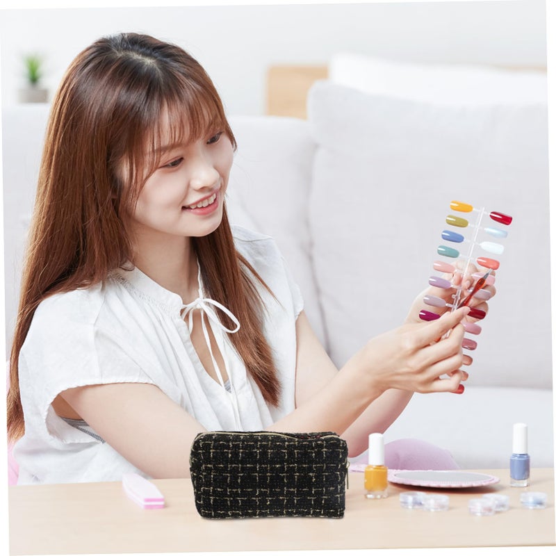 Travel Makeup Case For Women Zipper Cosmetic Bag Organizer Black Large - Image 4